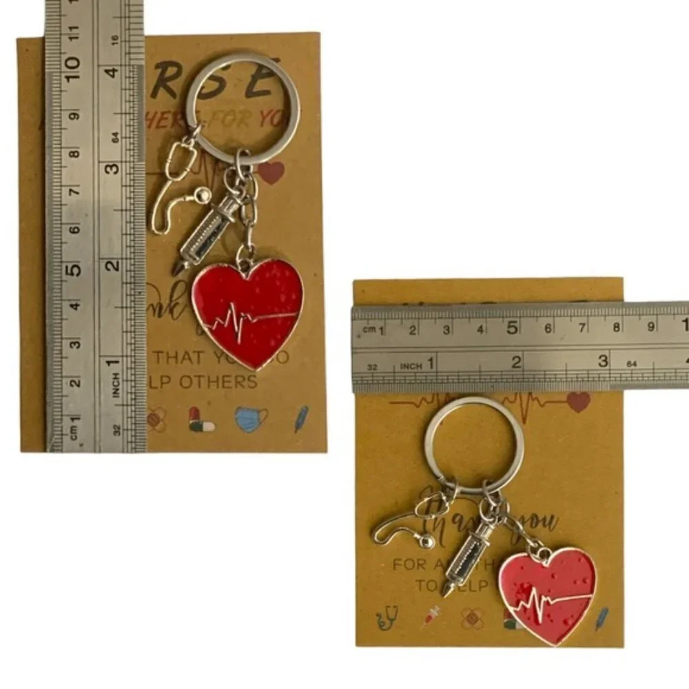 Nurse Keychain Gift Set 3 Pendants with Appreciation Thank You Card RN